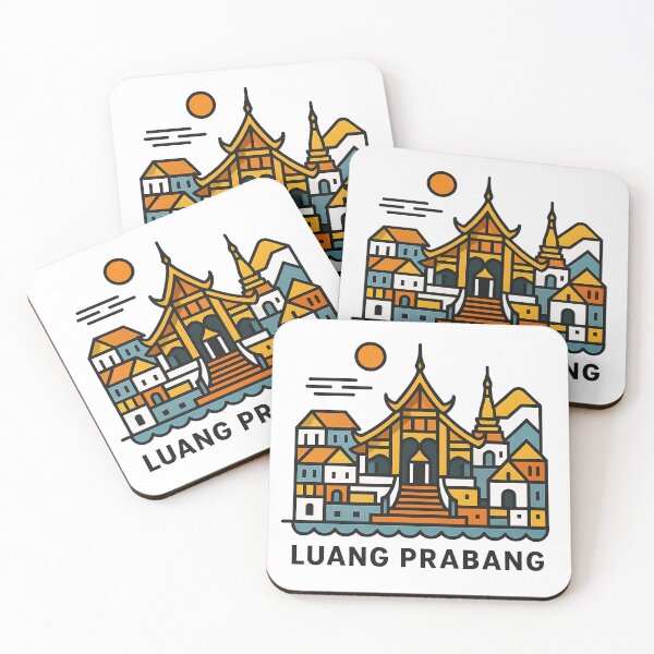 Item preview, Luang Prabang Laos Travel Poster - Abstract Buddhist Temple Art designed and sold by OzzFrequency.