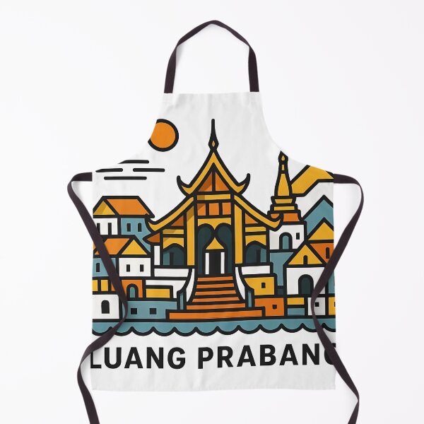 Item preview, Luang Prabang Laos Travel Poster - Abstract Buddhist Temple Art designed and sold by OzzFrequency.