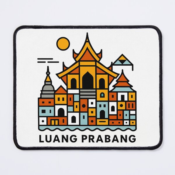 Item preview, Luang Prabang Laos Travel Poster - Abstract Buddhist Temple Art designed and sold by OzzFrequency.