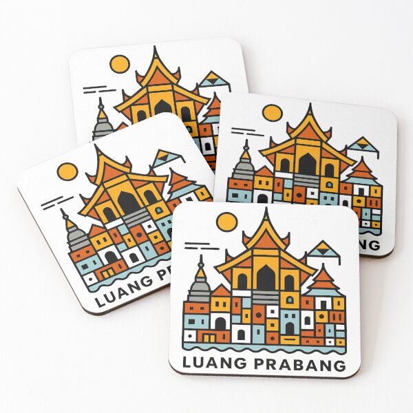 Item preview, Luang Prabang Laos Travel Poster - Abstract Buddhist Temple Art designed and sold by OzzFrequency.