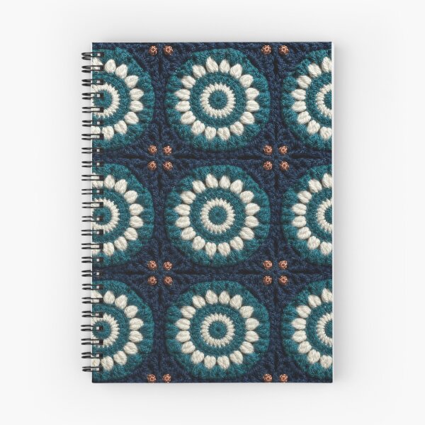 Item preview, Mandala Wool Crochet Square Cream Teal Navy designed and sold by LuisWorks.
