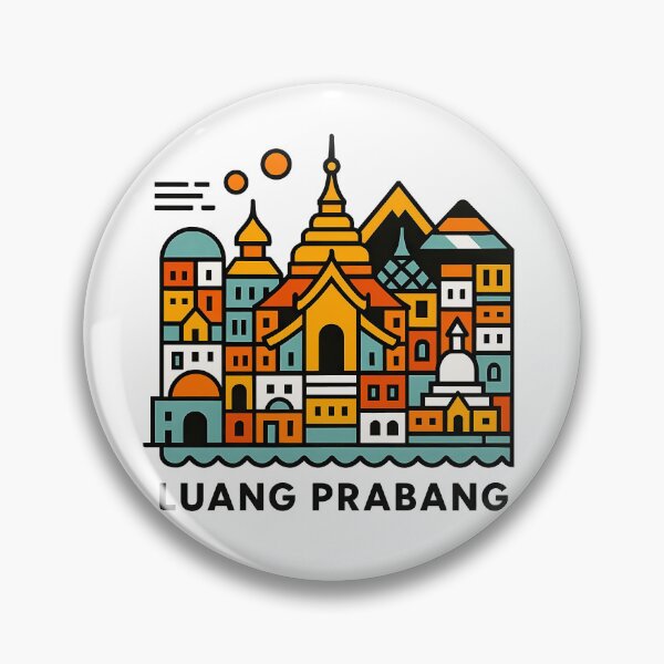 Item preview, Luang Prabang Laos Travel Poster - Abstract Buddhist Temple Art designed and sold by OzzFrequency.