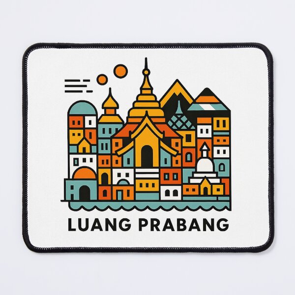 Item preview, Luang Prabang Laos Travel Poster - Abstract Buddhist Temple Art designed and sold by OzzFrequency.