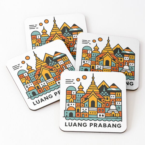 Item preview, Luang Prabang Laos Travel Poster - Abstract Buddhist Temple Art designed and sold by OzzFrequency.