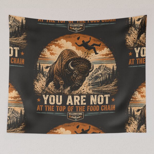 Item preview, You Are Not at the Top of the Food Chain | Charging Bison Vintage National Park T-Shirt designed and sold by SergioMiklos.