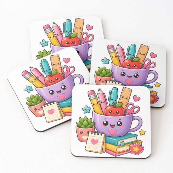 Item preview, Cute Teacher Coffee Mug Sticker with Kawaii School Supplies designed and sold by Pixanova.