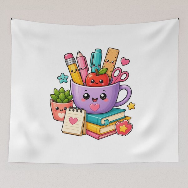 Item preview, Cute Teacher Coffee Mug Sticker with Kawaii School Supplies designed and sold by Pixanova.