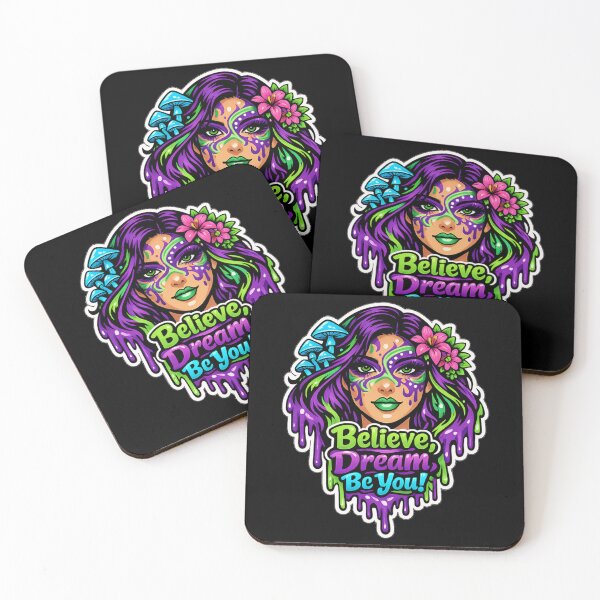 Item preview, Believe Dream Be You - Psychedelic Neon Festival Girl designed and sold by DeliaDesignsCo.