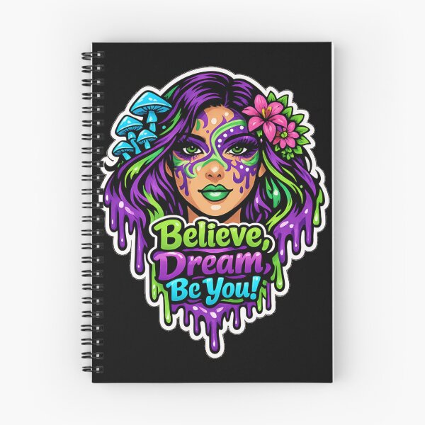 Item preview, Believe Dream Be You - Psychedelic Neon Festival Girl designed and sold by DeliaDesignsCo.