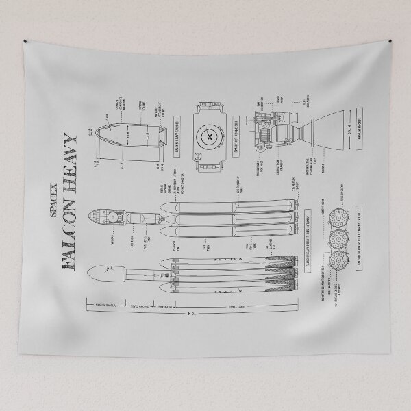 Item preview, SpaceX: Falcon Heavy (White Stencil-No Background) Vertical designed and sold by BGALAXY.