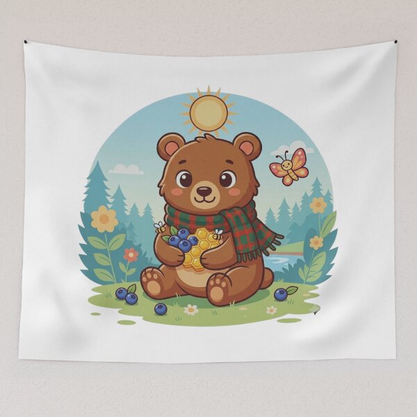 Item preview, Kawaii Forest Bear Cute Woodland Animal Illustration designed and sold by GabeMountainArt.