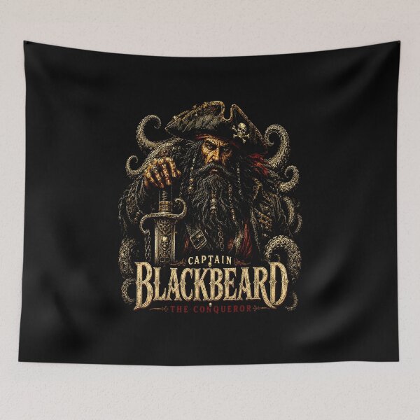 Item preview, Captain Blackbeard Pirate Tee | Skull, Sword, Nautical Octopus Design designed and sold by PaparazziAnunnaki.