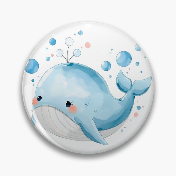Item preview, Cute Kawaii Blue Whale Watercolor Illustration | Adorable Ocean Animal | Pastel Sea Life Cartoon Sticker designed and sold by PrintelloTH.