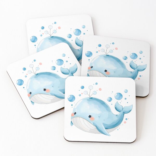 Item preview, Cute Kawaii Blue Whale Watercolor Illustration | Adorable Ocean Animal | Pastel Sea Life Cartoon Sticker designed and sold by PrintelloTH.