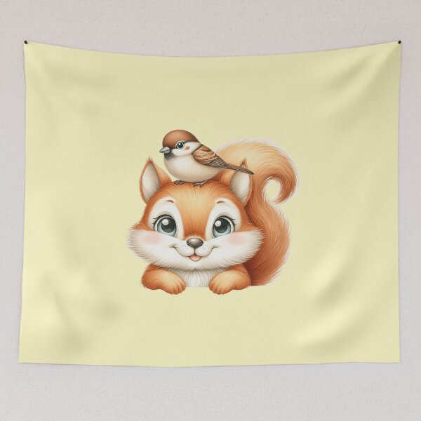 Item preview, Cute Baby Squirrel and Bird Friend designed and sold by VibeShift Studio.