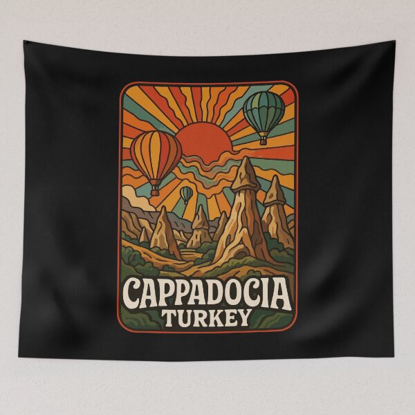 Item preview, Cappadocia Turkey Anatolia Retro Trippy designed and sold by TomFrontierArt.