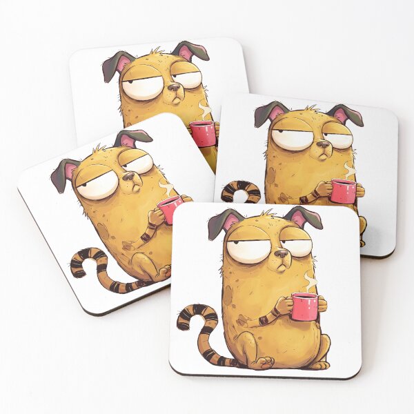 Item preview, Grumpy Coffee Dog | Funny Sleepy Puppy Cartoon | Cute Animal Meme designed and sold by ColorFlick.