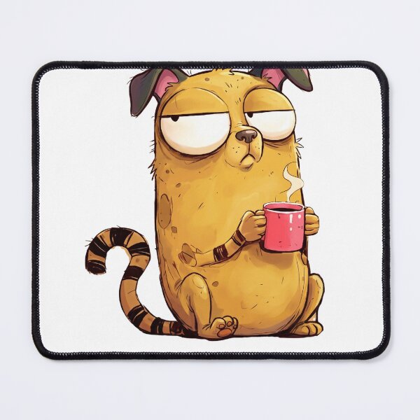 Item preview, Grumpy Coffee Dog | Funny Sleepy Puppy Cartoon | Cute Animal Meme designed and sold by ColorFlick.