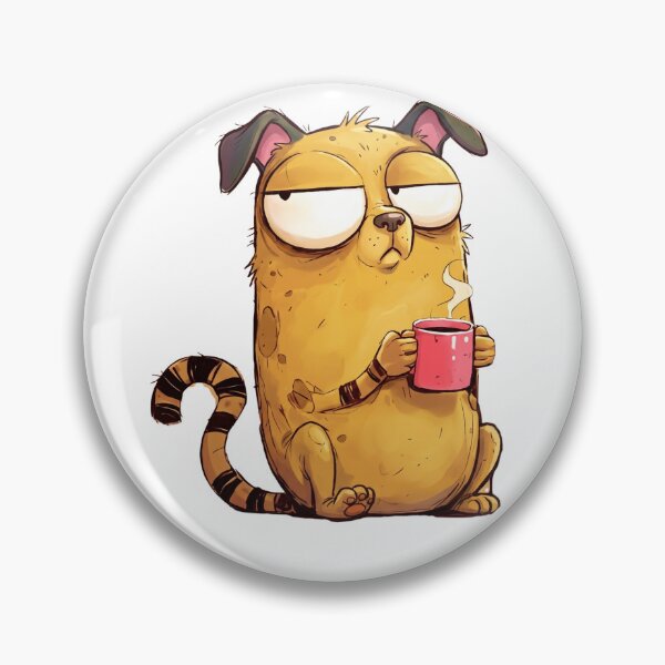 Item preview, Grumpy Coffee Dog | Funny Sleepy Puppy Cartoon | Cute Animal Meme designed and sold by ColorFlick.