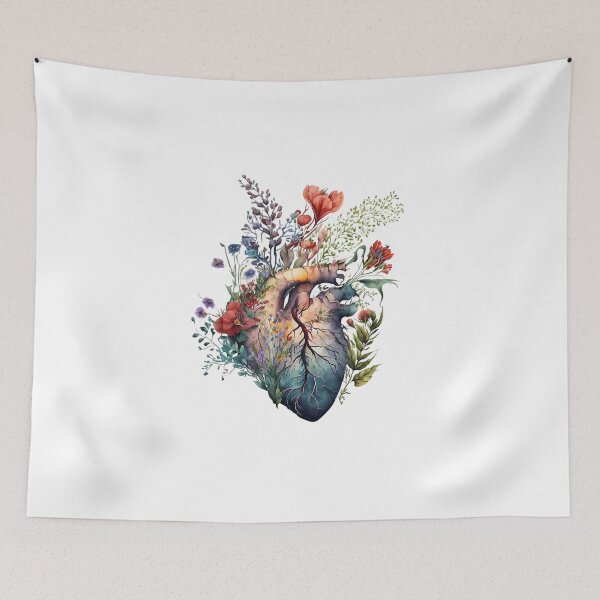 Item preview, Heart Overgrown With Florals - Anatomy Floral Botanical Watercolor  designed and sold by ArtCreations79.