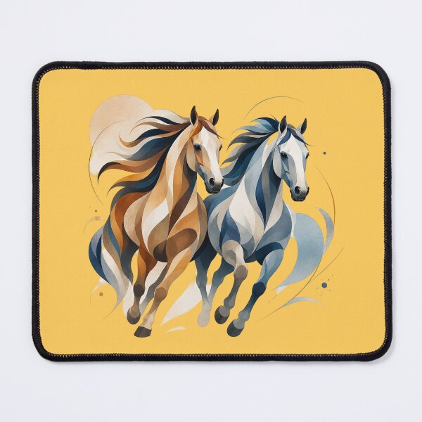 Item preview, Abstract Harmony Horses – Modern Overlapping Equine Art with Flowing Blue & Amber Design designed and sold by Sonia dutta_art.