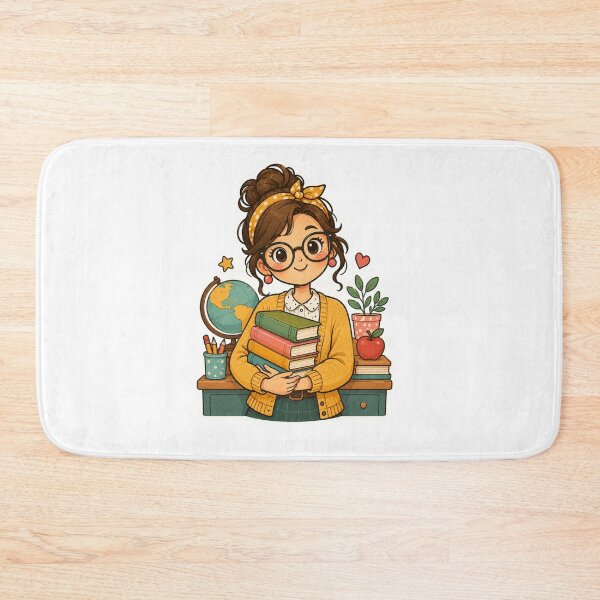 Item preview, Adorable Teacher with Books Classroom Cartoon designed and sold by Pixanova.