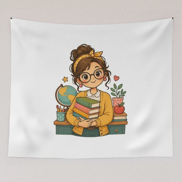 Item preview, Adorable Teacher with Books Classroom Cartoon designed and sold by Pixanova.