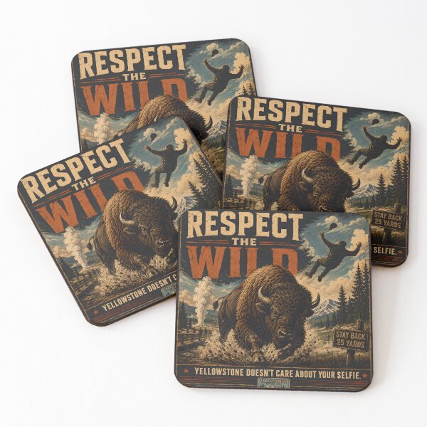Item preview, Respect the Wild Retro Yellowstone T-Shirt | Funny Bison Attack National Park Poster | Yellowstone Doesn't Care About Your Selfie | Vintage Stay Back 25 Yards Graphic designed and sold by SergioMiklos.