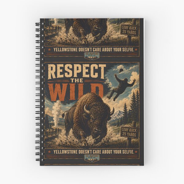 Item preview, Respect the Wild Retro Yellowstone T-Shirt | Funny Bison Attack National Park Poster | Yellowstone Doesn't Care About Your Selfie | Vintage Stay Back 25 Yards Graphic designed and sold by SergioMiklos.