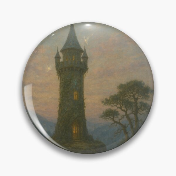 Item preview, Enchanted Forest Art | Mist-Encased Tower at Dawn | Fantasy Medieval Tower Art designed and sold by yeeted17.
