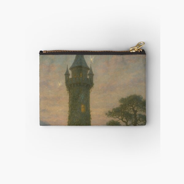 Item preview, Enchanted Forest Art | Mist-Encased Tower at Dawn | Fantasy Medieval Tower Art designed and sold by yeeted17.