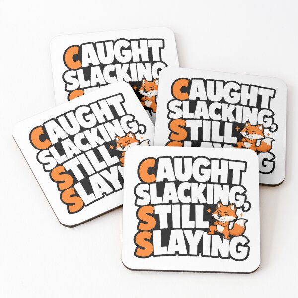 Item preview, Funny Fox Sticker | Caught Slacking Still Slaying | Gen Z School Meme designed and sold by Moonveil_Studio.