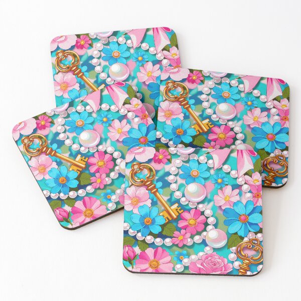 Item preview, Floral Keys Pearls and Pink Bow Pattern designed and sold by HappyOops.