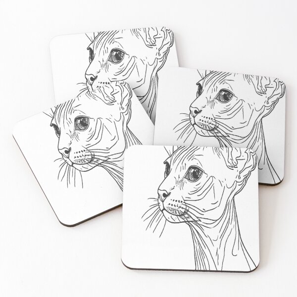 Artikelvorschau, Linienzeichnung einer Cornish Rex Katze | Minimalistischer Katzenumriss-Druck entworfen und verkauft von VestraDesign.