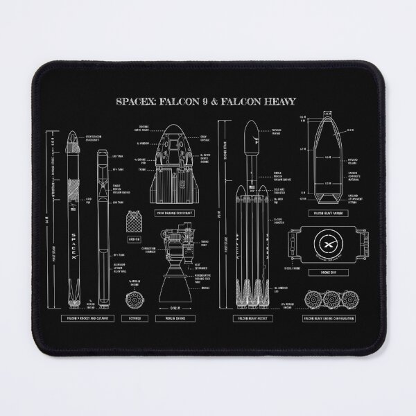 Item preview, SPACEX: Falcon 9 & Falcon Heavy (White Stencil-No Background) designed and sold by BGALAXY.
