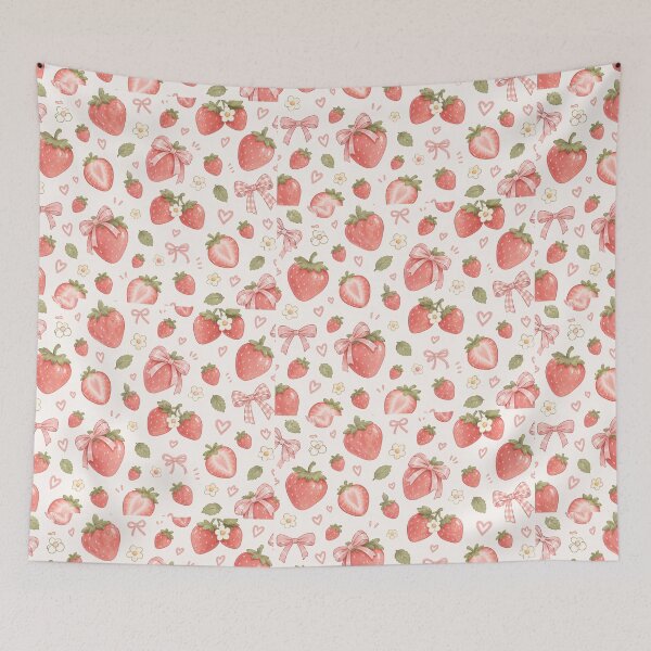 Item preview, Cute Strawberry Pattern | Pastel Cottagecore Coquette Aesthetic | Kawaii Fruit Design designed and sold by flowerpower999.