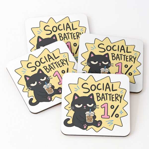 Item preview, Social Battery 1 Percent Black Cat designed and sold by Lobory.