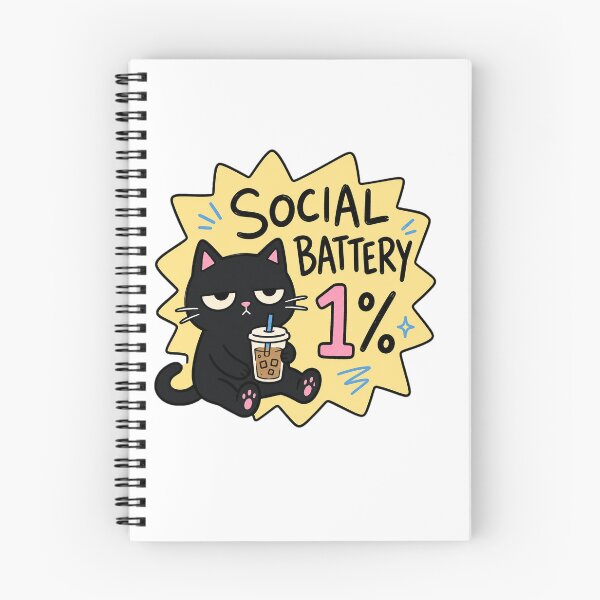 Item preview, Social Battery 1 Percent Black Cat designed and sold by Lobory.