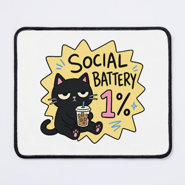 Item preview, Social Battery 1 Percent Black Cat designed and sold by Lobory.