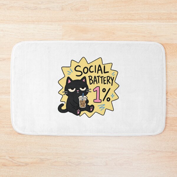 Item preview, Social Battery 1 Percent Black Cat designed and sold by Lobory.