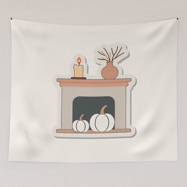 Item preview, Cozy Pumpkin Fireplace Mantel designed and sold by TrendMorphic.