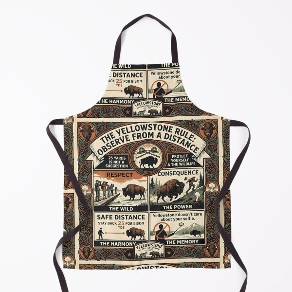Item preview, The Yellowstone Rule Vintage Infographic T-Shirt | Funny Bison Attack 4-Panel Poster | Observe From A Distance Retro Guide | Yellowstone Doesn't Care About Your Selfie Graphic designed and sold by SergioMiklos.
