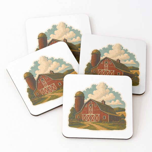 Item preview, Red Barn Farm Watercolor designed and sold by ChemicalXShop.