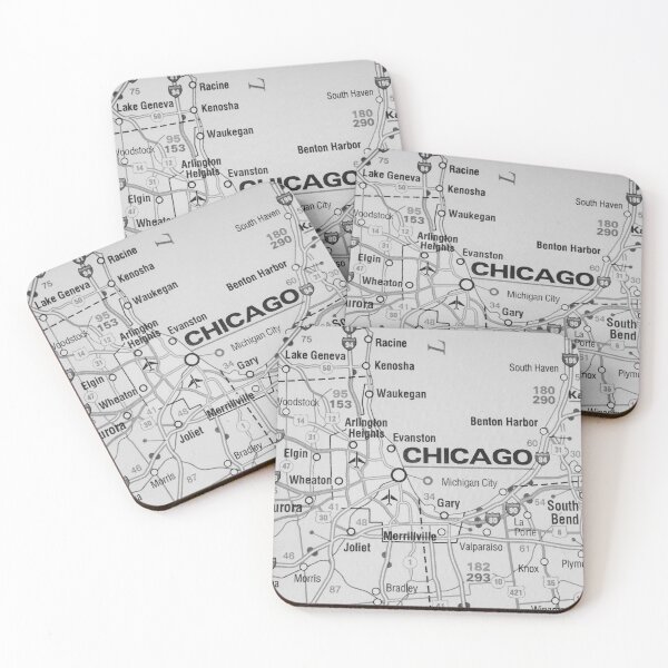Item preview, Chicago City Map Black and White Vintage designed and sold by WanderingLife.