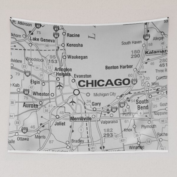 Item preview, Mapa de la ciudad de Chicago en blanco y negro estilo vintage designed and sold by WanderingLife.