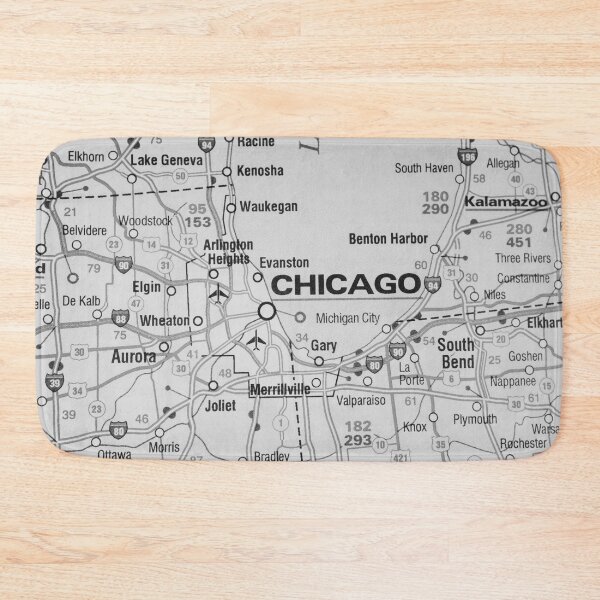 Item preview, Chicago City Map Black and White Vintage designed and sold by WanderingLife.