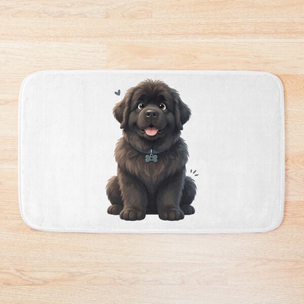 Item preview, Cute Fluffy Newfoundland Puppy Dog Cartoon Illustration designed and sold by Inkyaccessories.