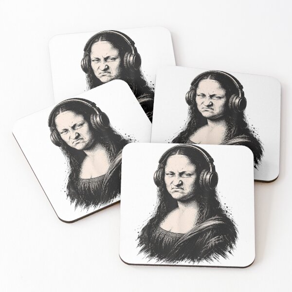Item preview, Grumpy Mona Lisa Wearing Headphones Music Lover Mood designed and sold by Phil Ben.