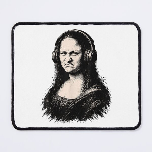 Item preview, Grumpy Mona Lisa Wearing Headphones Music Lover Mood designed and sold by Phil Ben.