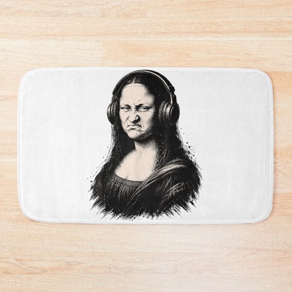 Item preview, Grumpy Mona Lisa Wearing Headphones Music Lover Mood designed and sold by Phil Ben.